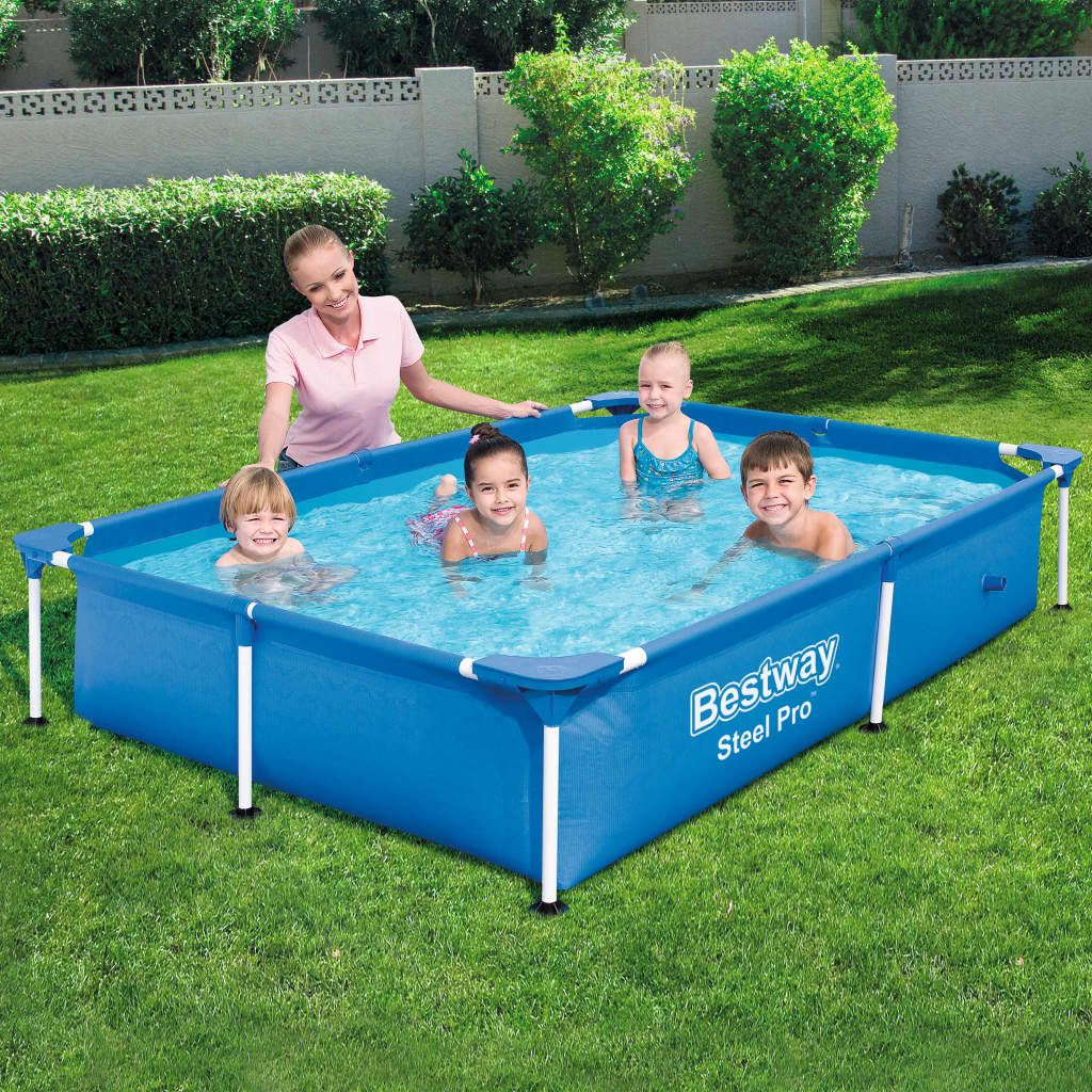 Bestway Zwembad met stalen frame 221x150x43 cm 56401 - Blauw