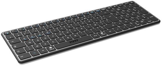 PORT Designs 911002FR Toetsenbord Thuis/Werk RF-draadloos + Bluetooth AZERTY Frans Zwart, Grijs