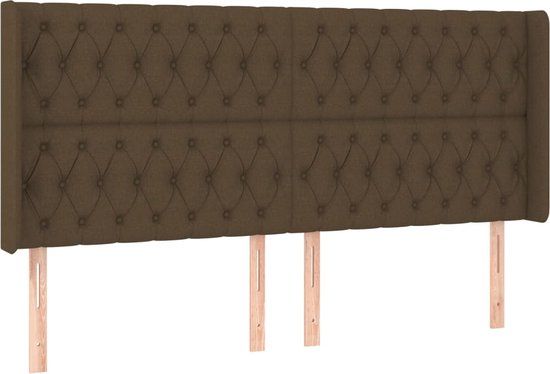vidaXL Hoofdbord met randen Donkerbruin 203x16x118/128 cm Stof