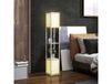 HOMCOM Lampadaire étagère 2 lampes 2 étagères 4 niveaux MDF gris motif nid d'abeille 26 x 26 x 156 cm gris