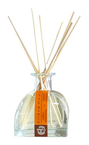 Eliana Home Diffuser met stokjes van 100 ml, kaneel mandarijn, etherische oliën, oranje, 6,5 x 6,5 x 16,00 cm