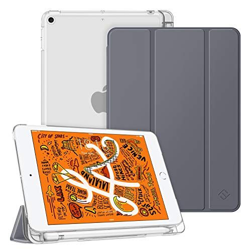 Fintie Hoes Case voor iPad Mini 5 2019 met Potlood Houder - Ultradunne Superlichte Beschermhoes met Transparante Achterkant Afdekking met Auto Sleep/Wake voor iPad Mini 5e generatie, Hemelgrijs