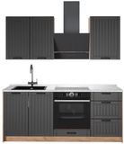 Vicco Eenpersoonskeuken Fame-Line, Donkergrijs/Goudkleurig Eiken, 190 cm, WB Marmer