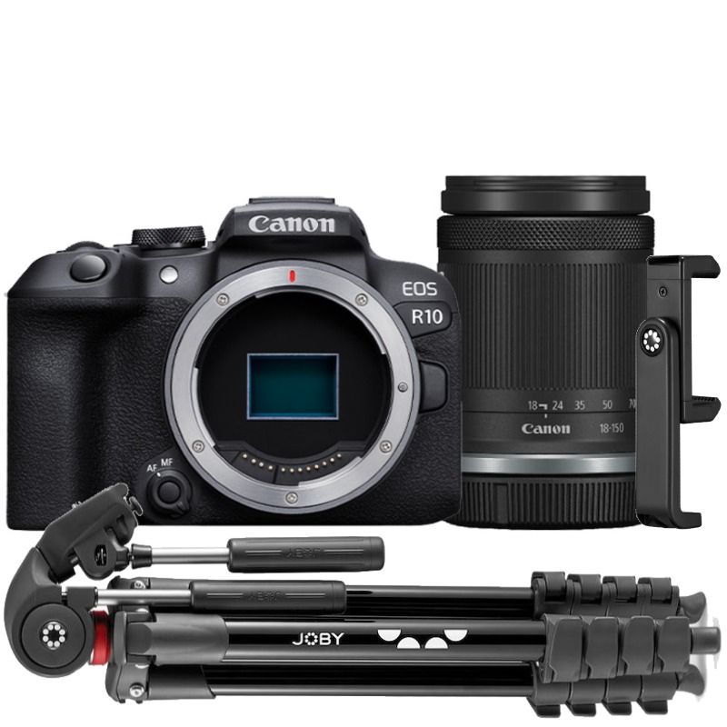 Canon EOS R10 + RF-S 18-150mm F/3.5-6.3 IS + Joby Tripod