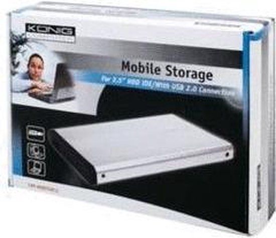 Konig Standaard 2.5" HDD Behuizing - USB 2.0 - Aluminium - IDE