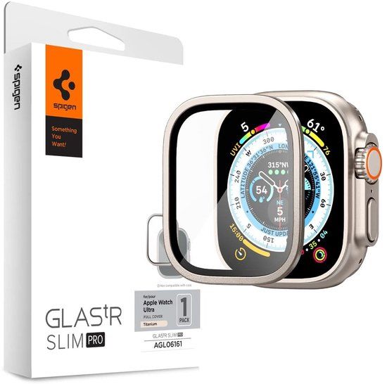 Spigen Glas.tR Slim Pro Screen Protector voor Apple Watch Ultra 49 mm - Titanium