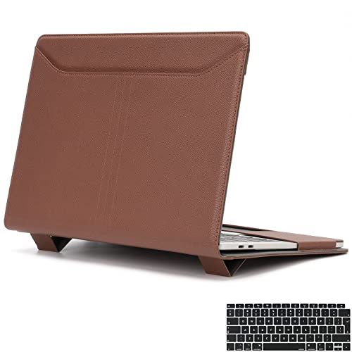 TT TYTX TYTX Compatibel met MacBook Pro 14 Inch 2021 A2442 M1 Pro/M1 Max - Lederen Case met Toetsenbordhoes - Bruin