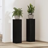 vidaXL Plantenstandaard 2 stuks Zwart eiken 17 x 17 x 60 cm Bewerkt hout
