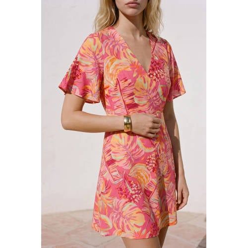 VERO MODA viscose mini jurk met print - roze