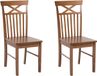 Beliani HOUSTON - Set van 2 eetkamerstoelen - Bruin - Rubberhout