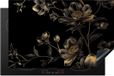 Merkloos KitchenYeah® Inductie beschermer 83x52 cm - Zwart - Bloemen - Goud - Inductiebeschermer