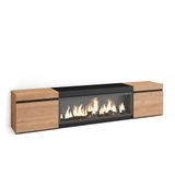 Skraut Home TV-Meubel, Lowboard, Woonkamer, Eetkamer, 210, Voor tv's tot 80", Elektrische haard XXL, Moderne stijl, Eiken/Zwart