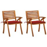 VidaXL Tuinstoel Terras Gecapitonneerde zitting Acaciahout 3 stuks