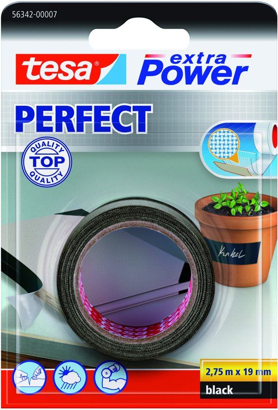 tesa extra Power Perfect - Zwart - 19mm x 10m - Zwart