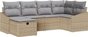vidaXL Canapé 6 places poly rotin beige/gris clair