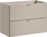 Meuble bas pour lavabo, 80 cm de large, 2 tiroirs – finition cachemire mat, motif fraisé en forme d'étagères