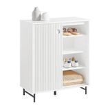 SoBuy FSB62-W Buffetkast - Witte Keukenkast met Schuifdeuren & Wielen