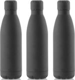 Merkloos / Sans marque Makito Western Europe (mkto) RVS waterfles/drinkfles zwart met schroefdop - 3x - 790 ml