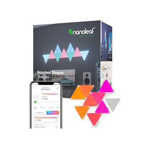 Nanoleaf Shapes Triangle Starter Kit, 9 Smart Light Panels LED RGBW