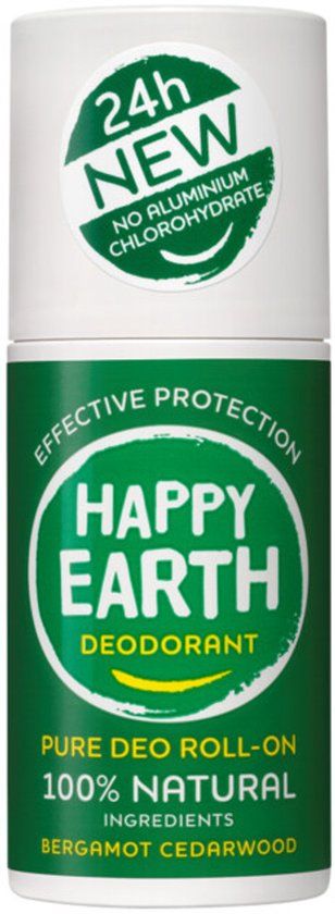 Happy Earth 100% Natuurlijke Deodorant Roller Bergamot Cedarwood - 75 ml