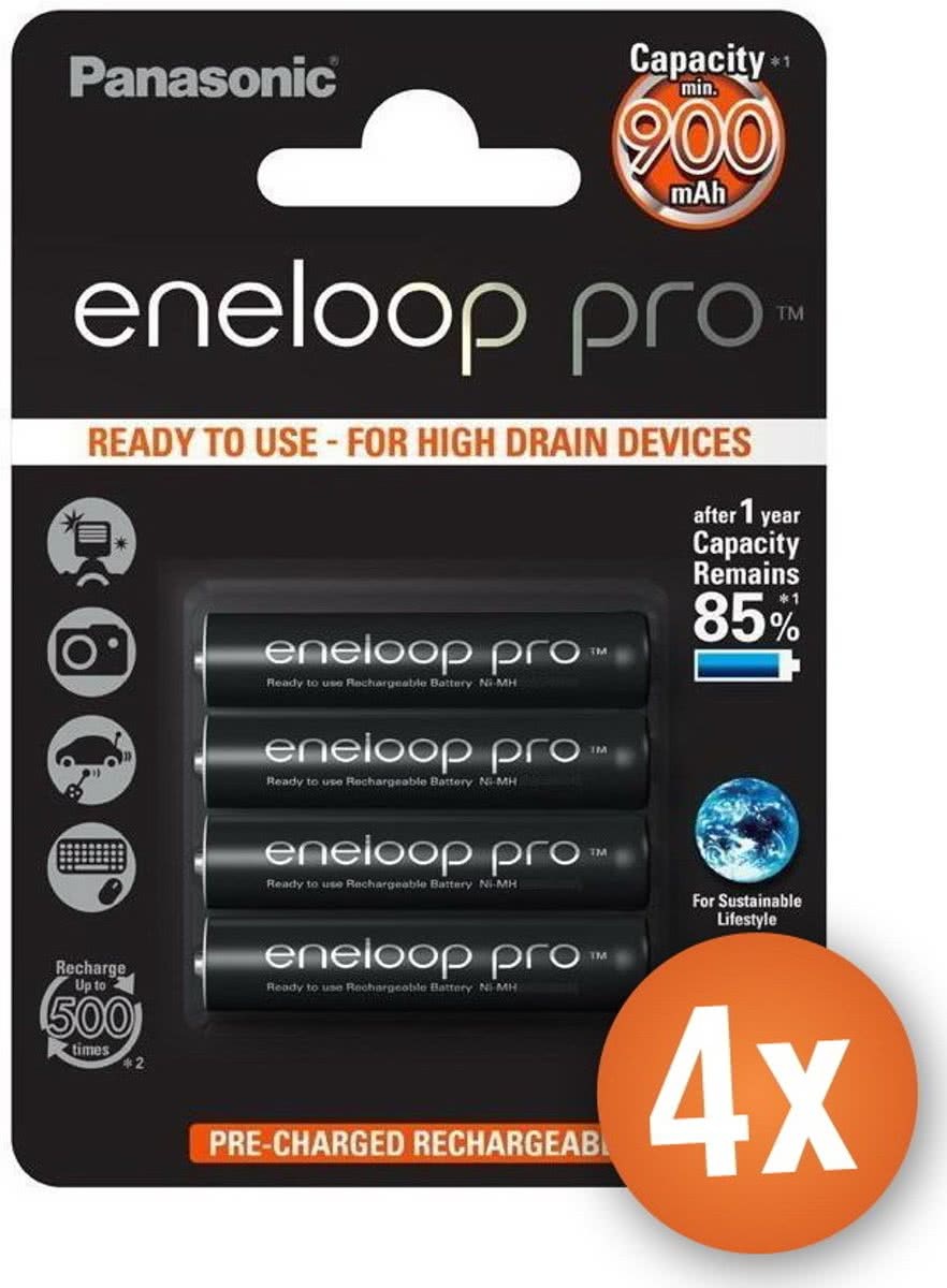 Panasonic Voordeelpak 16 x AAA Eneloop Pro batterijen - 900mAh Voordeelpak 16 x AAA Eneloop Pro batterijen - 900mAh