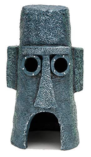 Penn-Plax Nickelodeon Spongebob Aquarium Ornament - Squidward's Easter Island Home - 8"