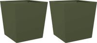 vidaXL Plantenbakken 2 st 50x50x50 cm staal olijfgroen