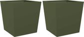 vidaXL Plantenbakken 2 st 50x50x50 cm staal olijfgroen