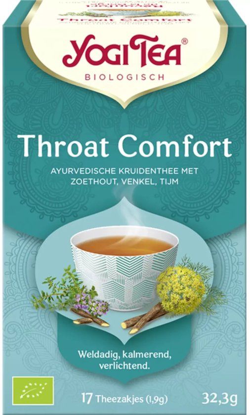 Yogi Tea Throat Comfort BIO - Biologische Kruidenthee met Zoethout, Tijm en Gember voor Verzachting van de Keel