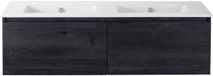 BES LED Frozen Badmeubelset 140 cm - Greeplijst in Kleur - Black Oak - Keramische Wastafel Wit Zonder Kraangat