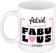 Bellatio Decorations Naam mok Astrid - wit - Fabulous - keramiek - 300 ml