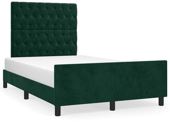 vidaXL Bedframe 120x200 cm Donkergroen Fluweel