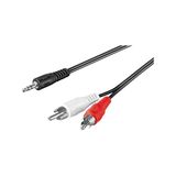 Goobay 50195 3,5 mm jack/cinch-adapterkabel - voor hoofdtelefoonaansluitingen aan RCA / 3-polige stereo 3,5 mm stekker op 2x RCA-stekker/zwart / 5m