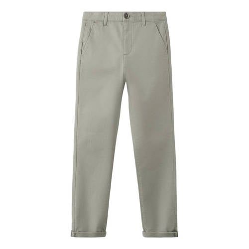 Mango Kids chino - lichtkaki Broek Groen Jongens Stretchkatoen Effen - maat 146
