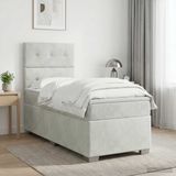 vidaXL Boxspringbed met matras Lichtgrijs 90 x 200 cm Fluweel