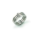 Boccia Ring Titanium 8 mm met Diamant H SI1 Briljant Slijpvorm 0.025 CD Zilverkleurig Vrouwen 2 Jaar Garantie
