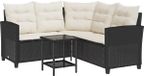 vidaXL - Tuinbank - met - tafel - en - kussens - L-vormig - zwart - polyrotan
