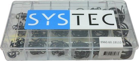 SYSTEC Assortimentsdoos Zekeringsringen - Gefosfateerd - Gezwart Staal - 18 Maten - DIN 472 (262-delig)