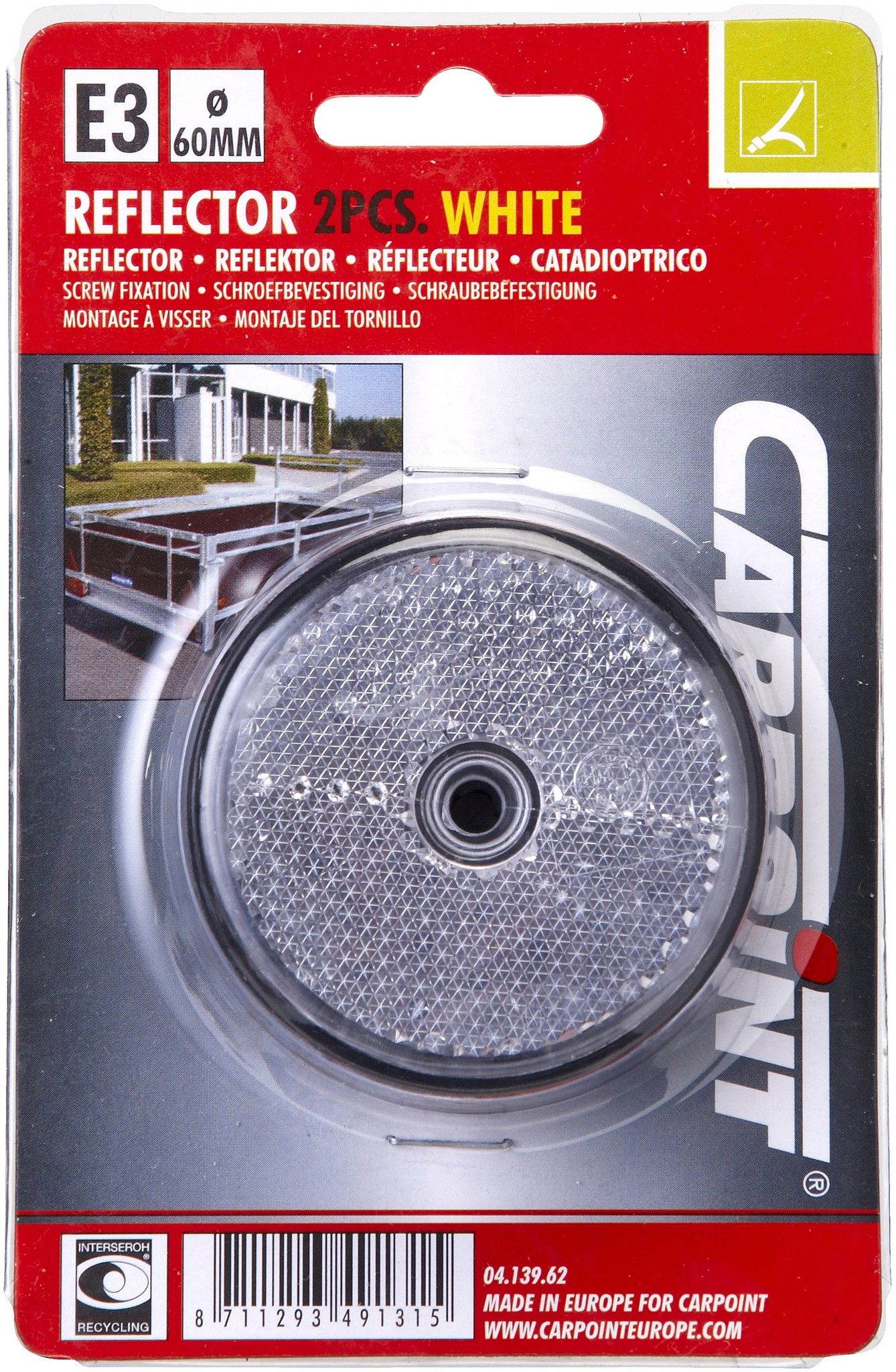 Carpoint reflectoren rond 70 mm wit 2 stuks