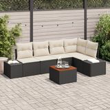 vidaXL Tuinbank Set 6 stuks Zwart Polyrotan