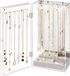 Lolalet Acryl kettinghouder, doorzichtige sieradenorganizer, sieradenstandaard, stofdichte kettingdisplaydoos, 24 haken, transparante sieradenopbergstandaard met fluwelen lade en spiegel - doorzichtig
