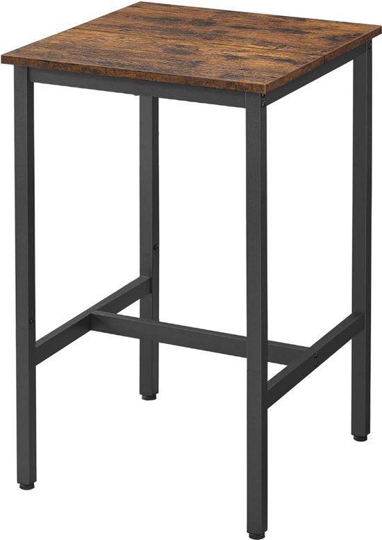 Hoppa! Bartafel - 60x60x92 cm - Industrieel - Vintage Bruin/Zwart