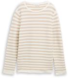 Tom Tailor - Gebreide trui van biologisch katoen - Sand Stone Offwhite Stripe - Maat L