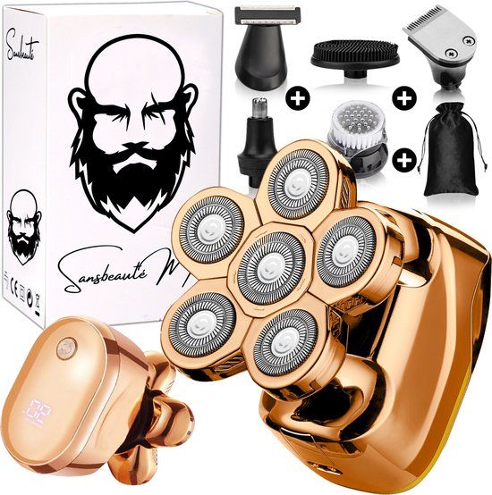 Sansbeauté 6-in-1 Scheerapparaat Mannen – Trimmer - Skull Sharp V2 | 6 HEAD - Nat & Droog - Electric Face Head & Hair Shaver