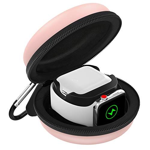 MoKo Storage Box Compatible With iWatch 44mm/42mm/40mm/38mm Series 6/5/4/3/2/1/SE, Portable Protective Travel Storage Bag Fit iWatch Stand and Airpods 2 & 1 Charging Case Station Dock - Rose Gold