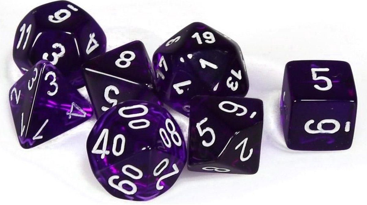 Chessex Translucent Purple/White 7-Die Set