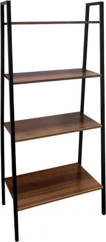 Viking Choice Open Boekenkast - 4 Schappen - Bruin & Zwart - 148cm x 60cm