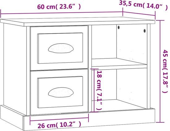 vidaXL Nachtkastje 60x35,5x45 cm hoogglans wit