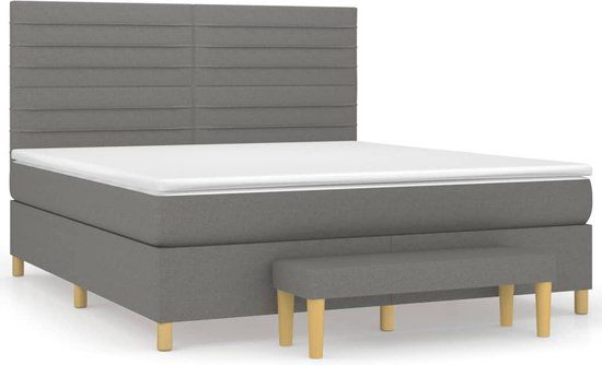 vidaXL Boxspring met matras stof donkergrijs 180x200 cm