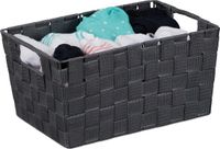 Merkloos Relaxdays Opbergmand - Gevlochten - Met Handgrepen - Multifunctionele Mand voor Rekken - Kunststof - 15,5x31x20,5 cm - Grijs